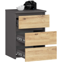 Комод Akord K40 3SZ (Artisan Oak/Graphite Grey) Thumb