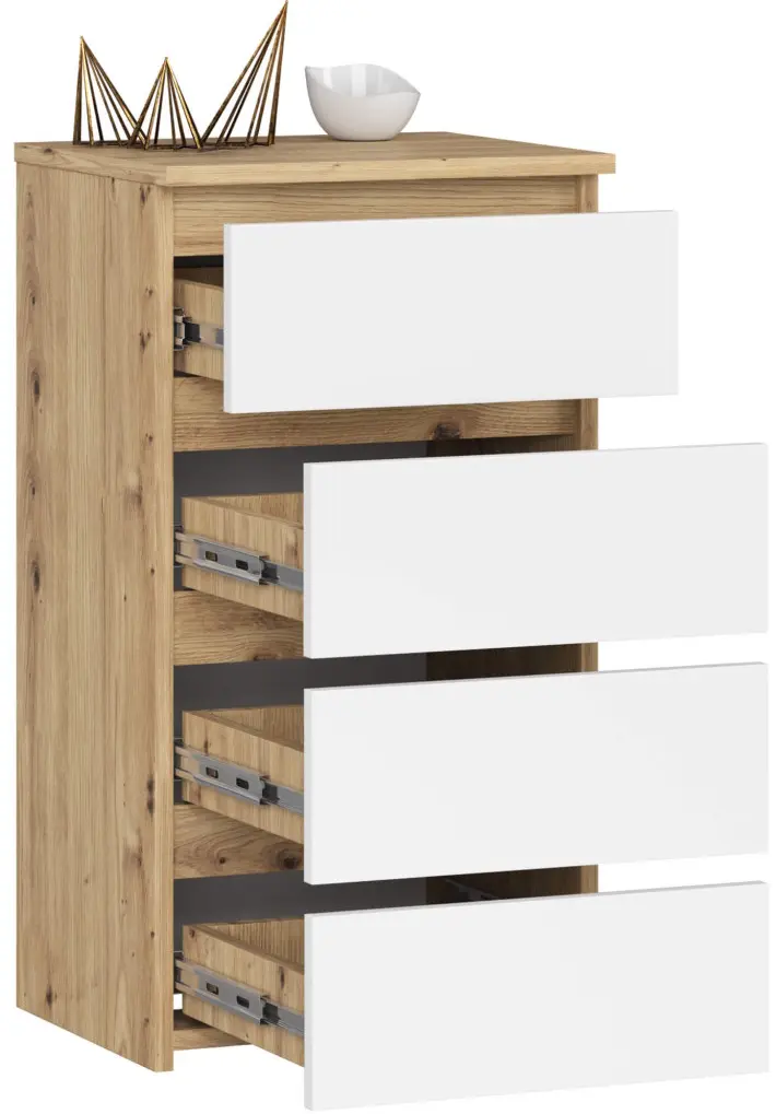 Comoda Akord K40 4SZ (White/Artisan Oak)