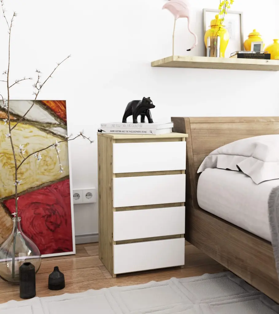 Comoda Akord K40 4SZ (White/Artisan Oak)