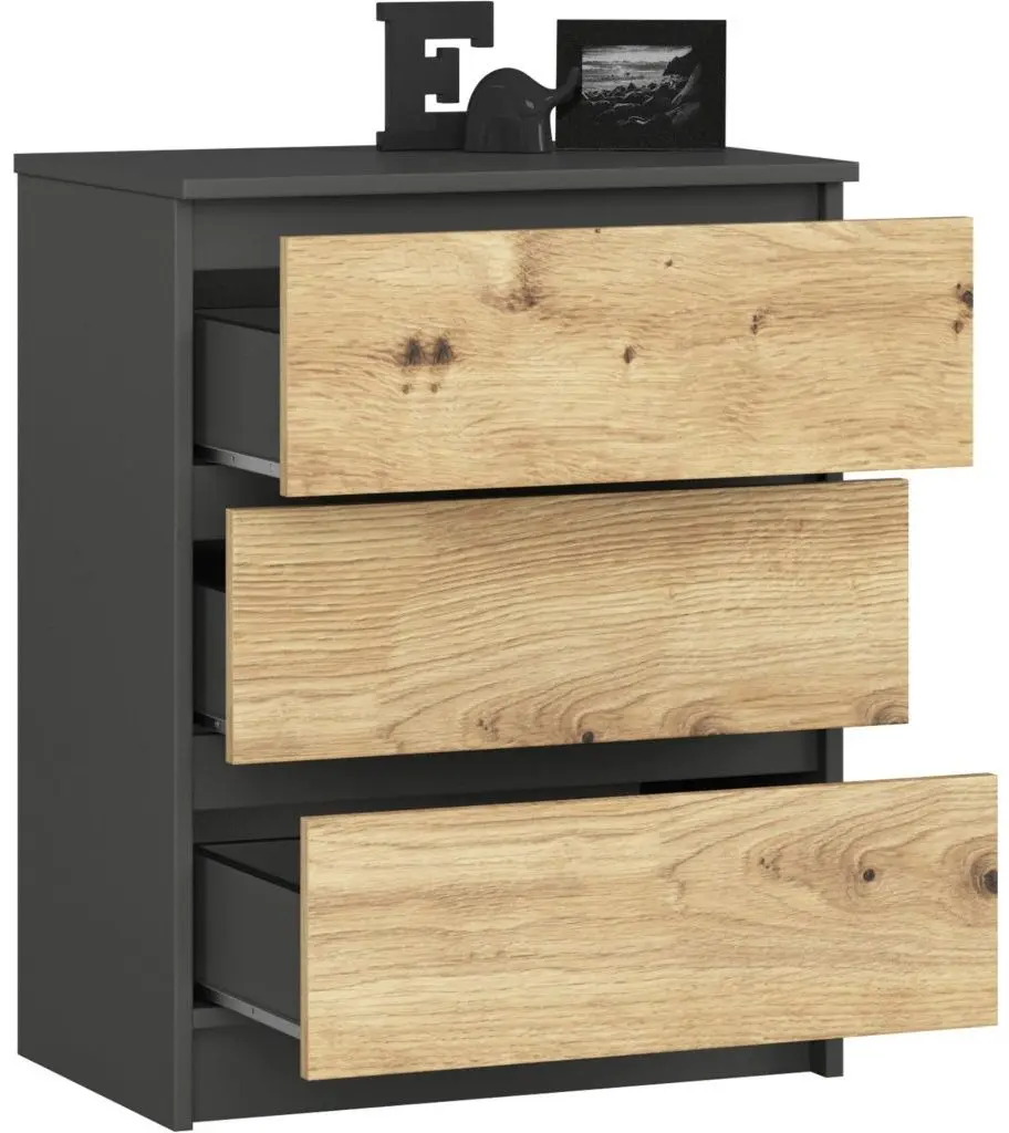 Комод Akord K60 3S (Graphite-Grey/Artisan Oak)