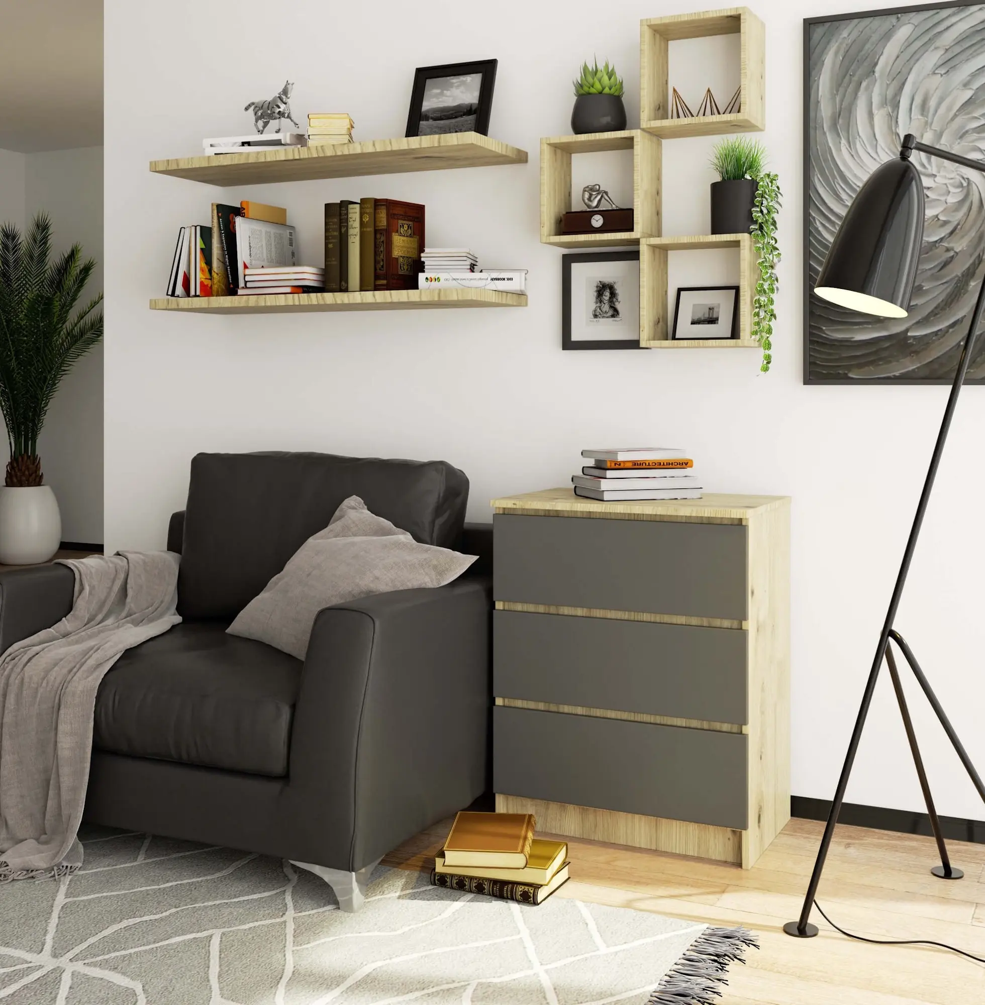 Комод Akord K60 3SZ (Artisan Oak/Graphite Grey)