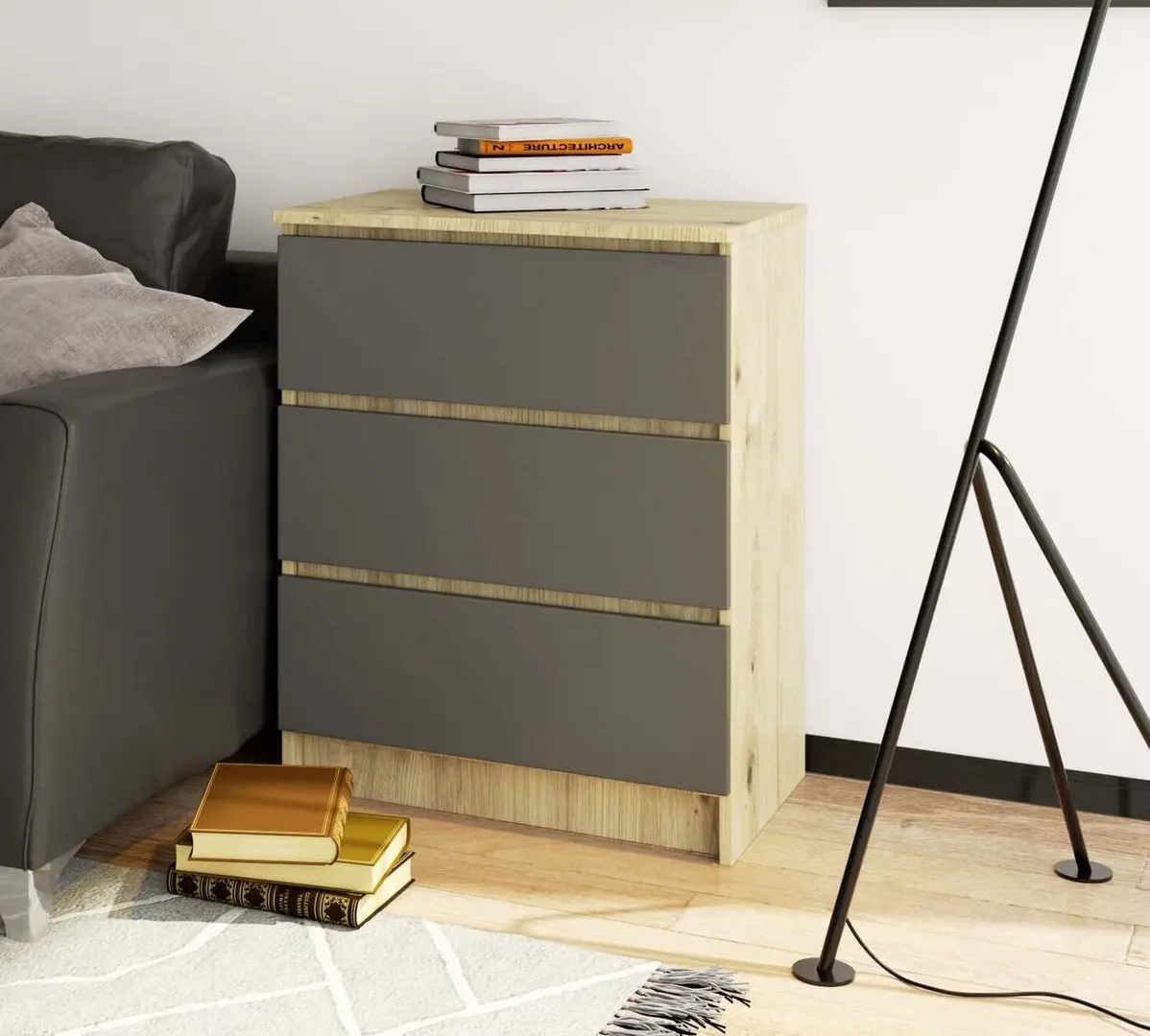 Комод Akord K60 3SZ (Artisan Oak/Graphite Grey)
