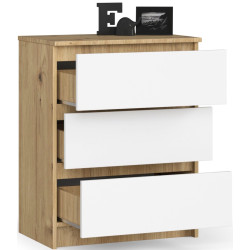 Комод Akord K60 3SZ (Artisan Oak/White) Thumb