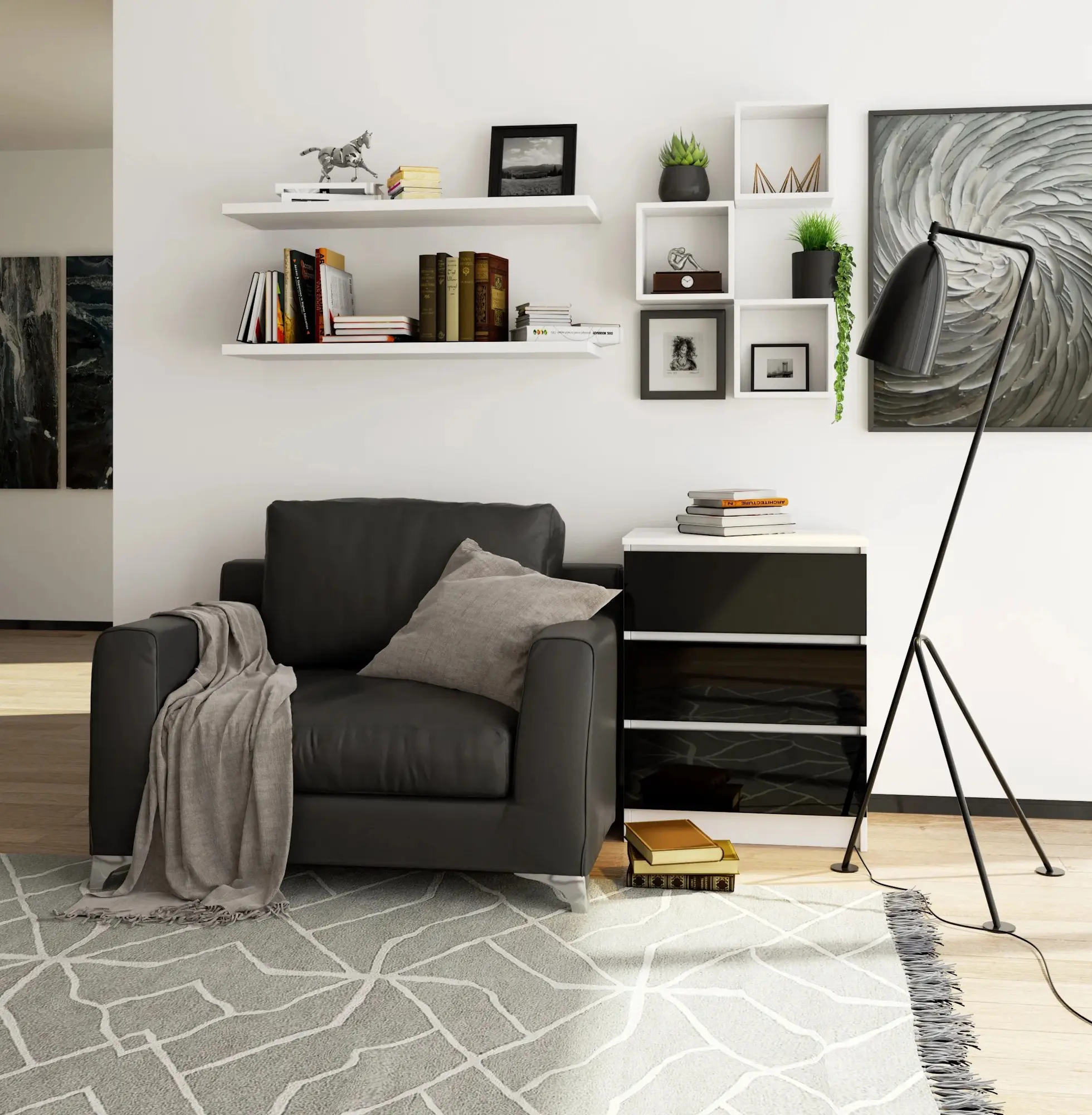 Comoda Akord K60 3SZ (White/Black Gloss)