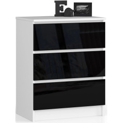 Comoda Akord K60 3SZ (White/Black Gloss) Thumb