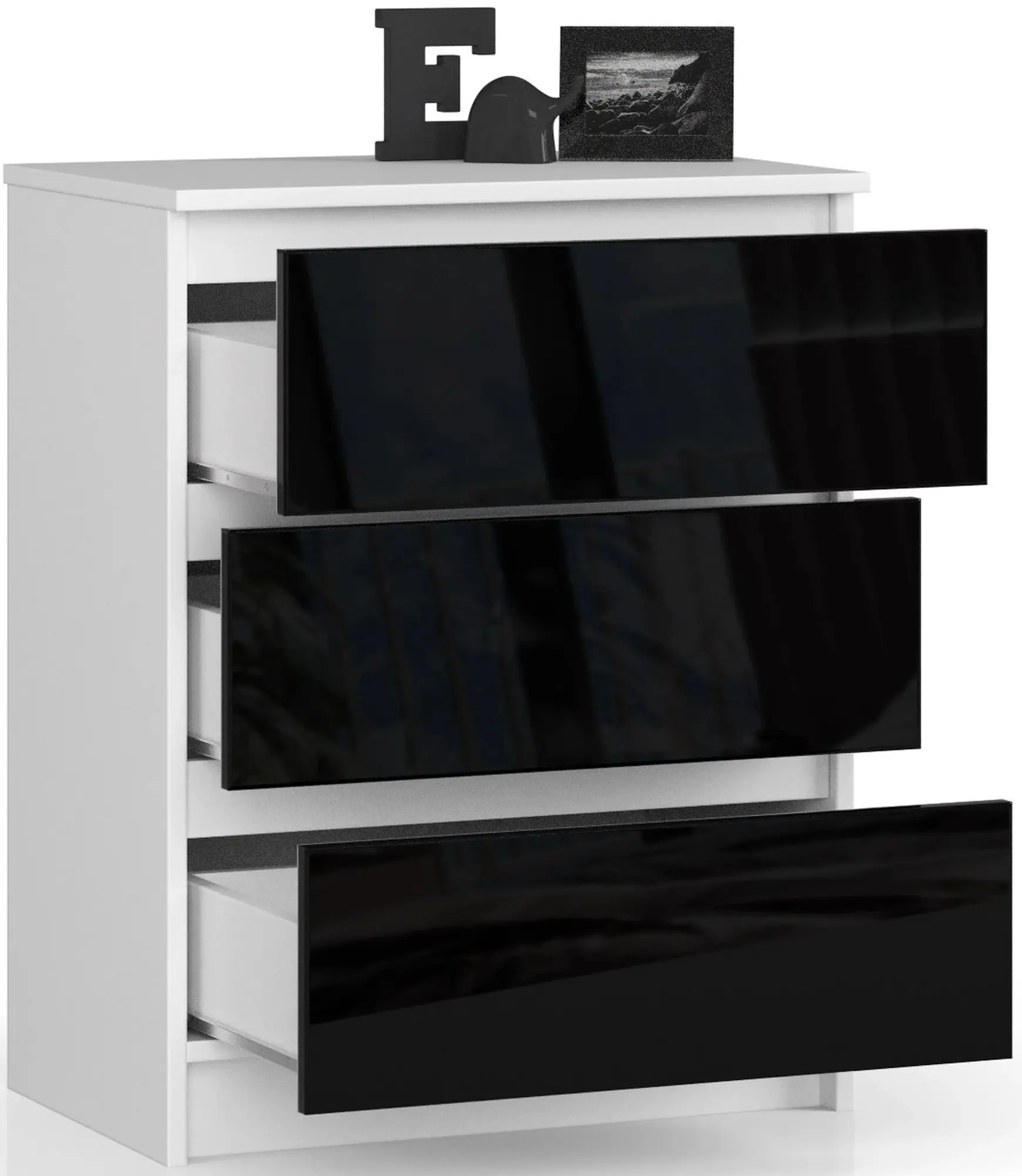 Comoda Akord K60 3SZ (White/Black Gloss)