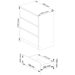 Comoda Akord K60 3SZ (White/Black Gloss) Thumb
