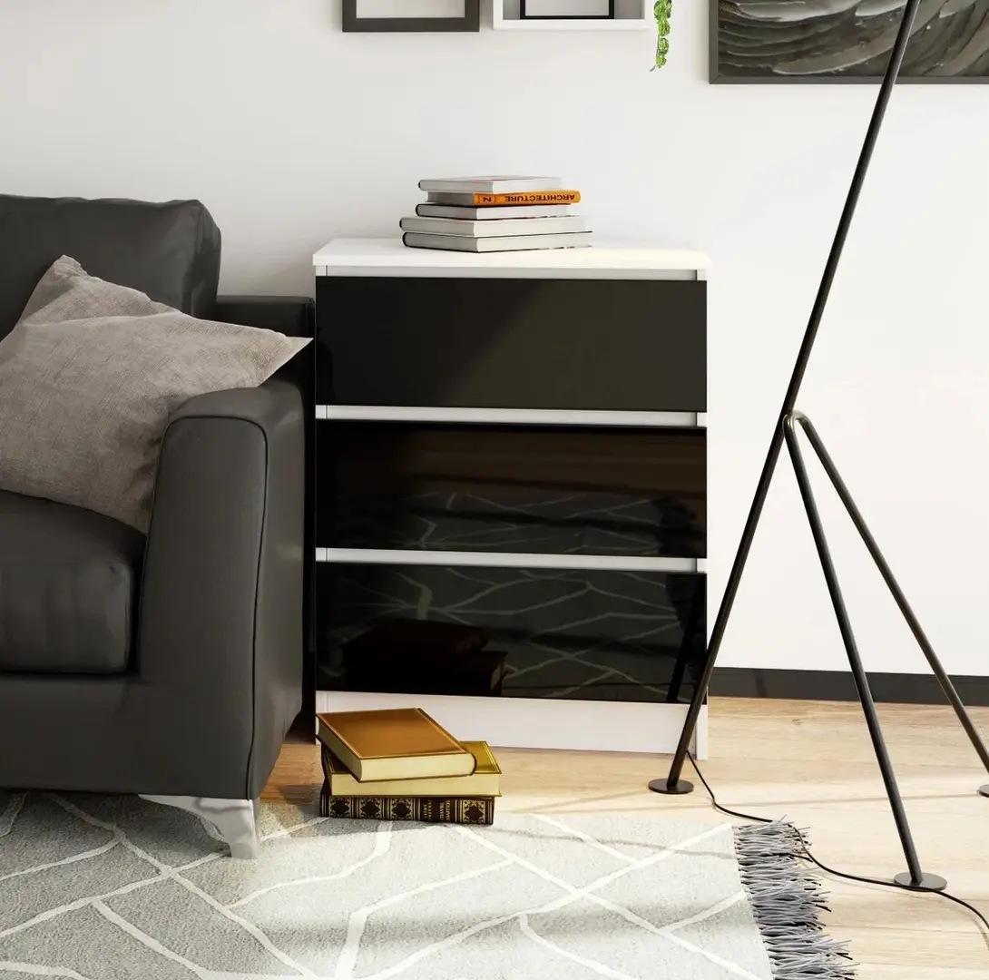 Comoda Akord K60 3SZ (White/Black Gloss)