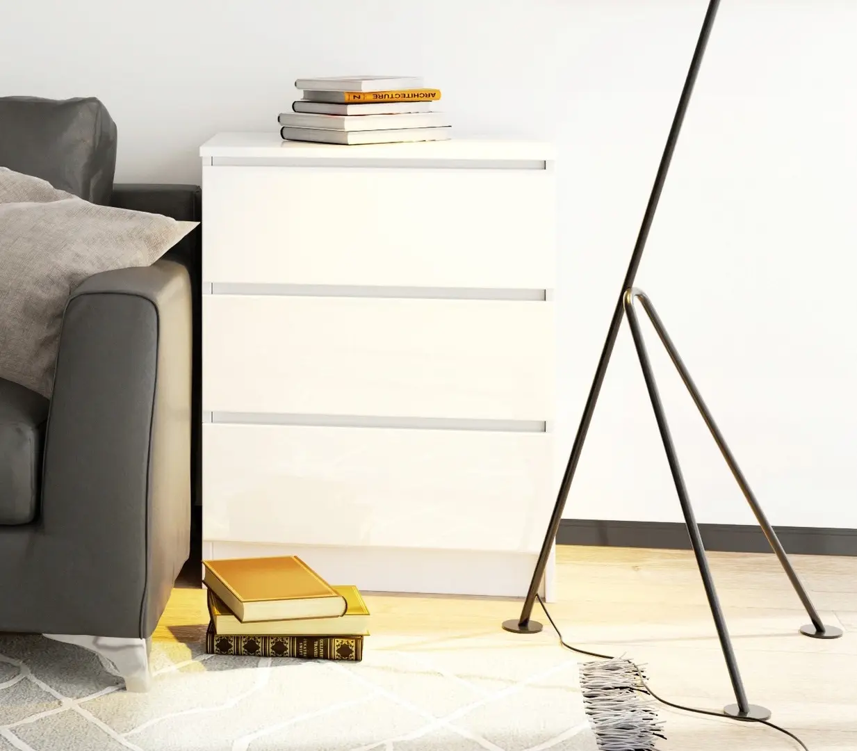 Комод Akord K60 3SZ (White/Glossy White)