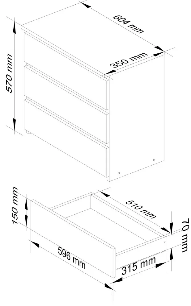 Comoda Akord K60 3SZ (White/Sonoma)