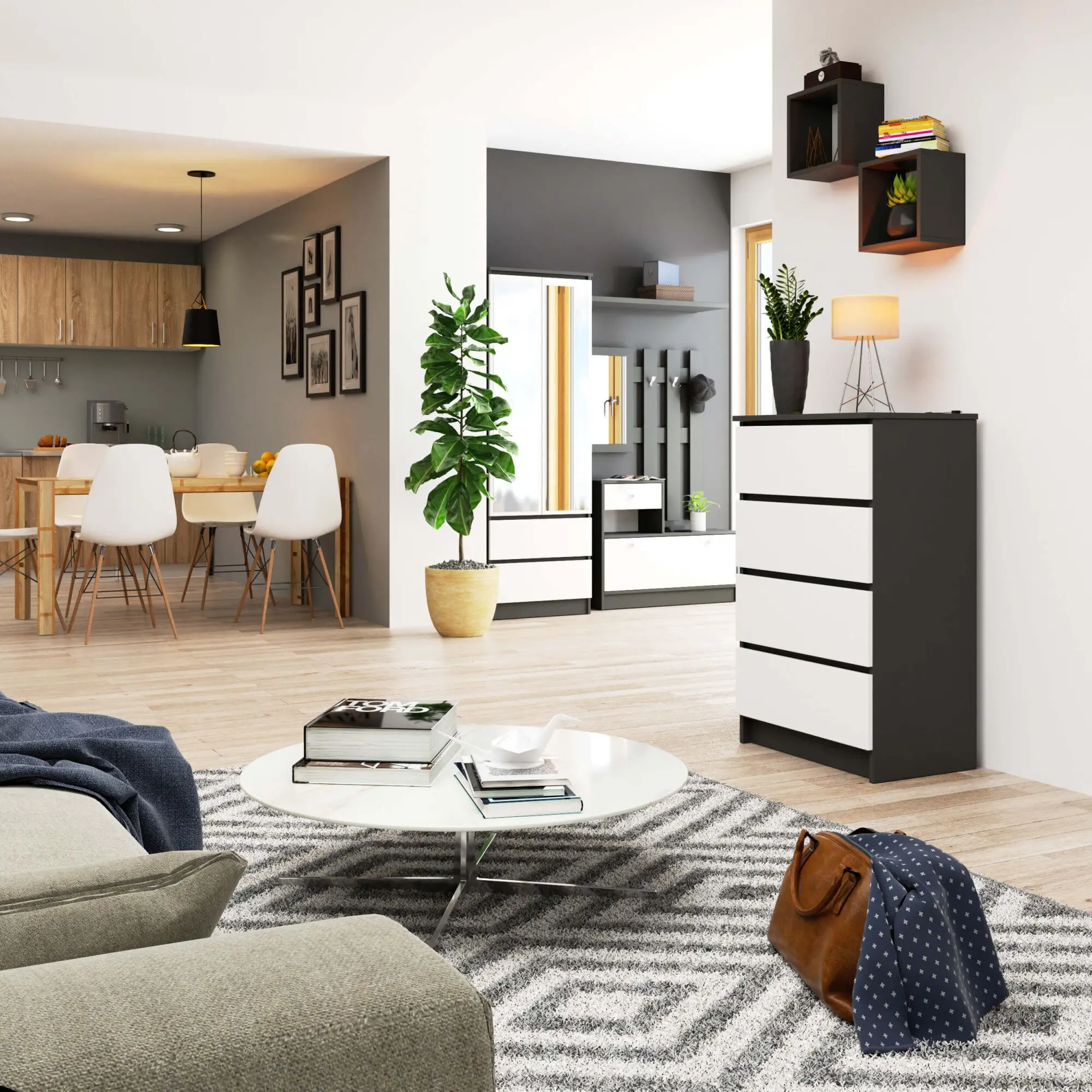 Comoda Akord K60 4SZ (Graphite Grey/White)