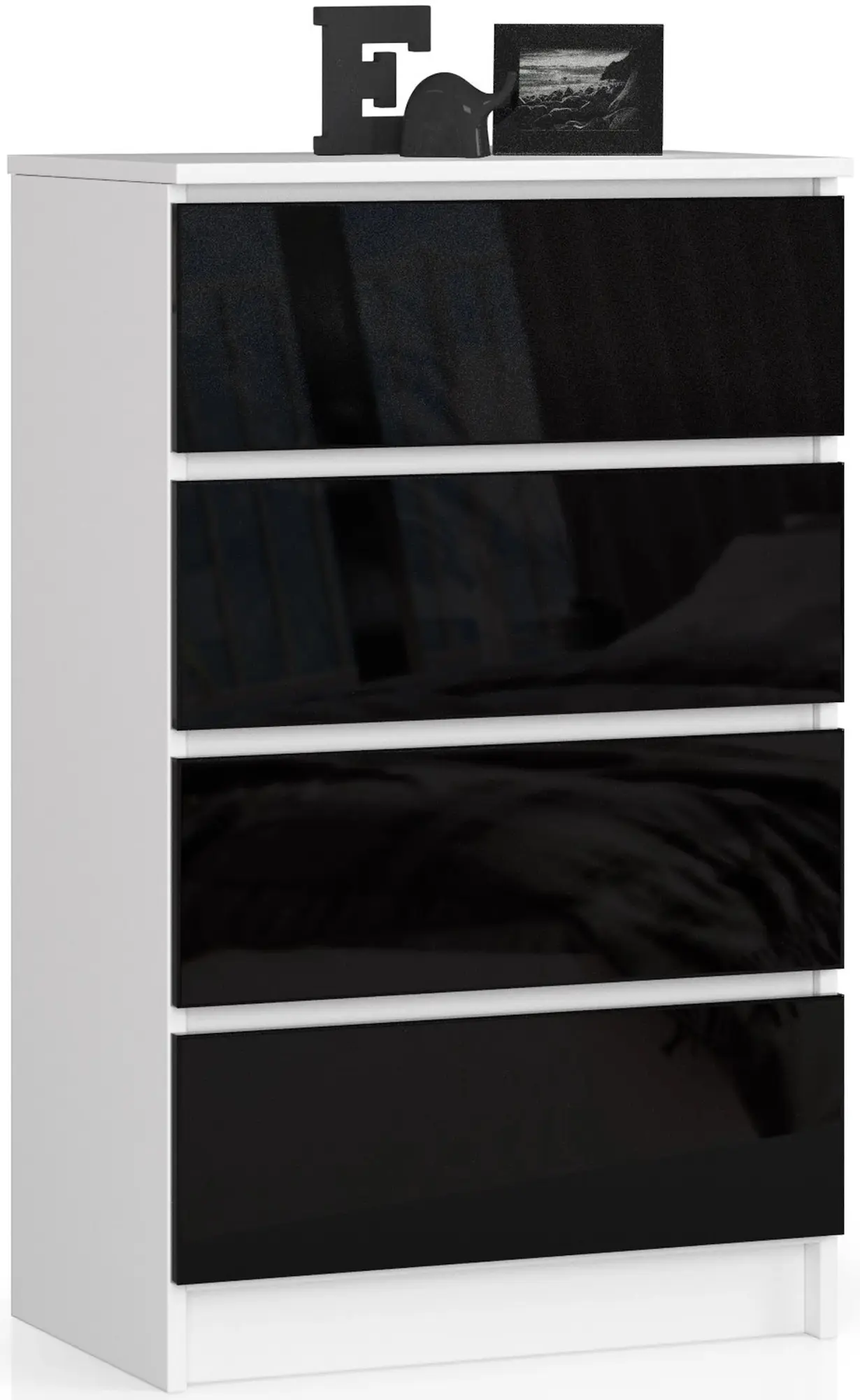 Комод Akord K60 4SZ (White/Black Gloss) - 3