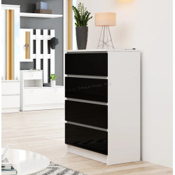 Комод Akord K60 4SZ (White/Black Gloss)