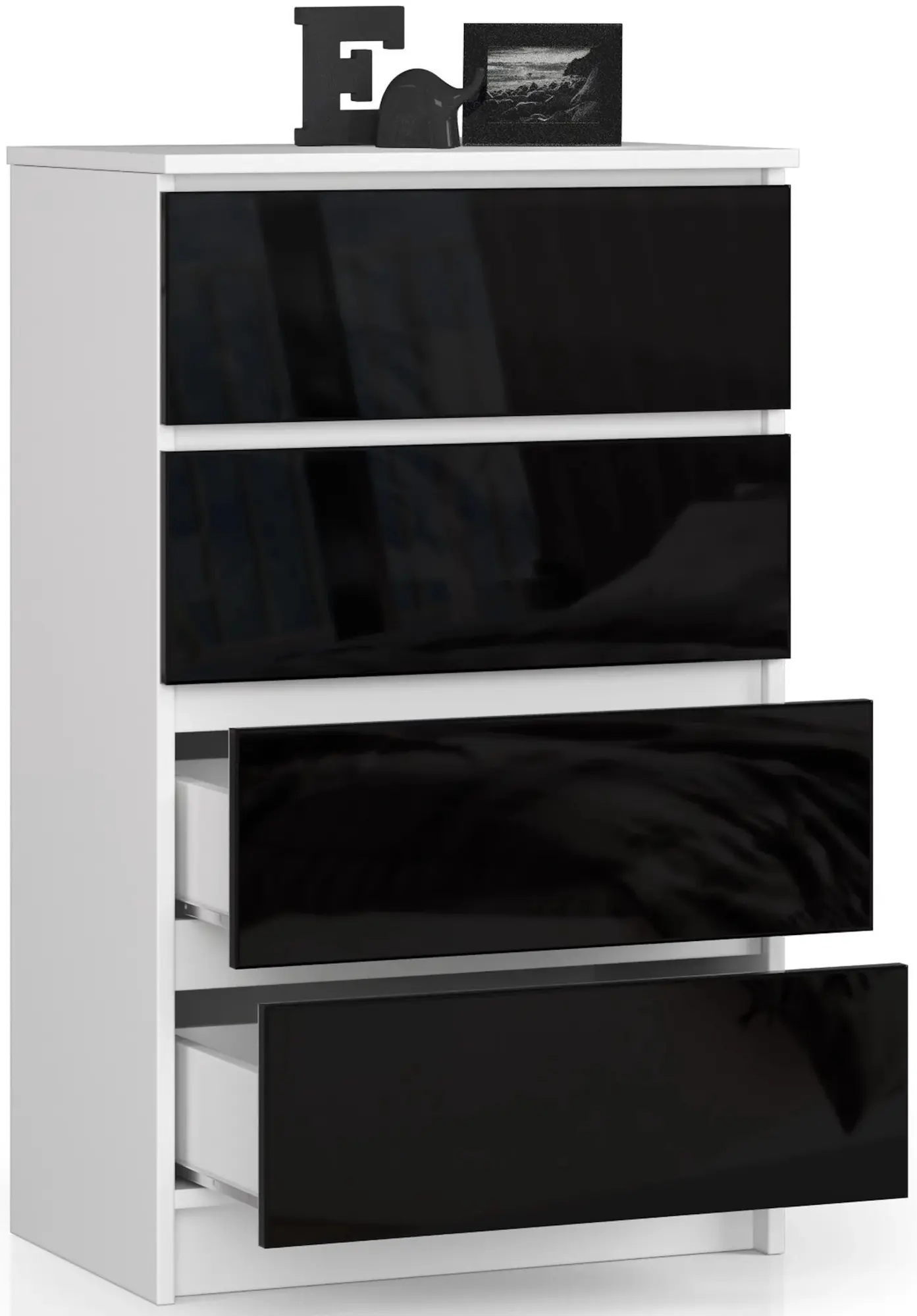 Комод Akord K60 4SZ (White/Black Gloss) - 4