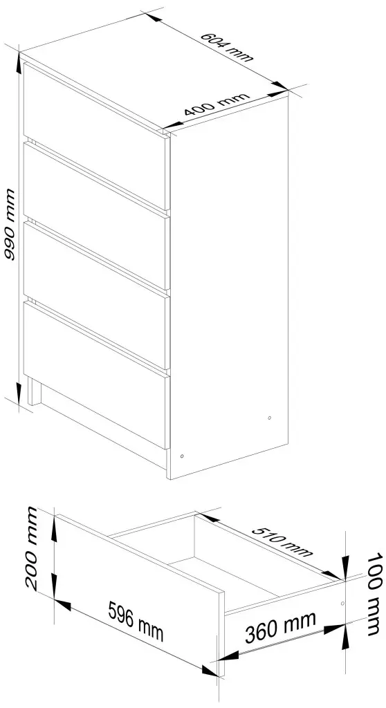 Комод Akord K60 4SZ (White/Sonoma)