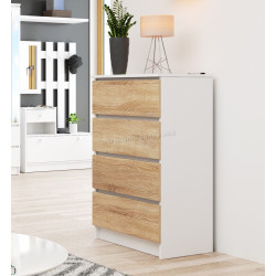 Комод Akord K60 4SZ (White/Sonoma Oak)