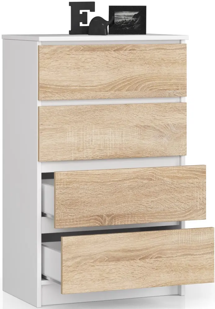 Комод Akord K60 4SZ (White/Sonoma Oak) - 4