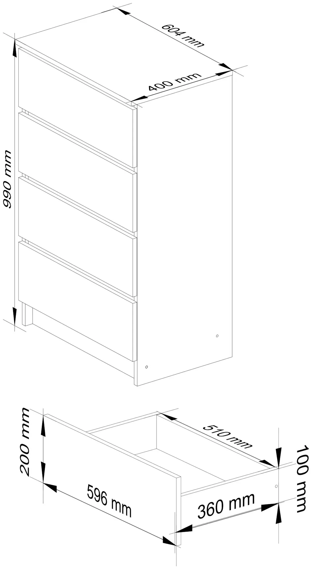 Комод Akord K60 4SZ (White/Sonoma Oak) - 7