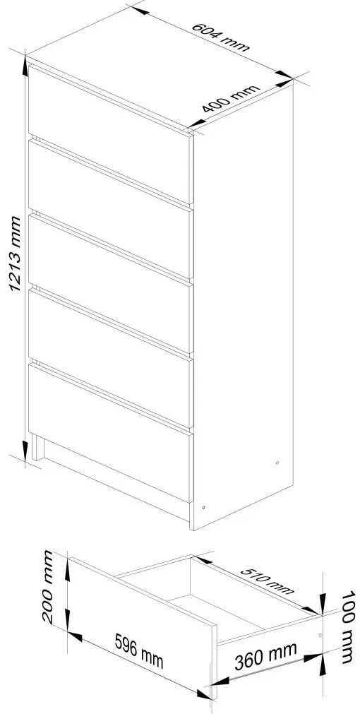 Comoda Akord K60 5SZ (Alder)