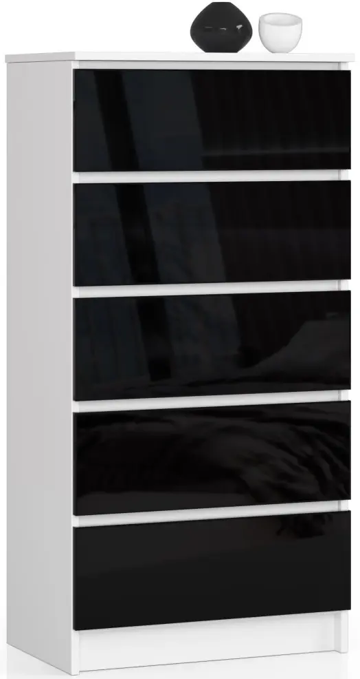 Comoda Akord K60 5SZ (Black Gloss/White)