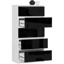 Comoda Akord K60 5SZ (Black Gloss/White) Thumb