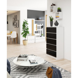 Comoda Akord K60 5SZ (Black Gloss/White)