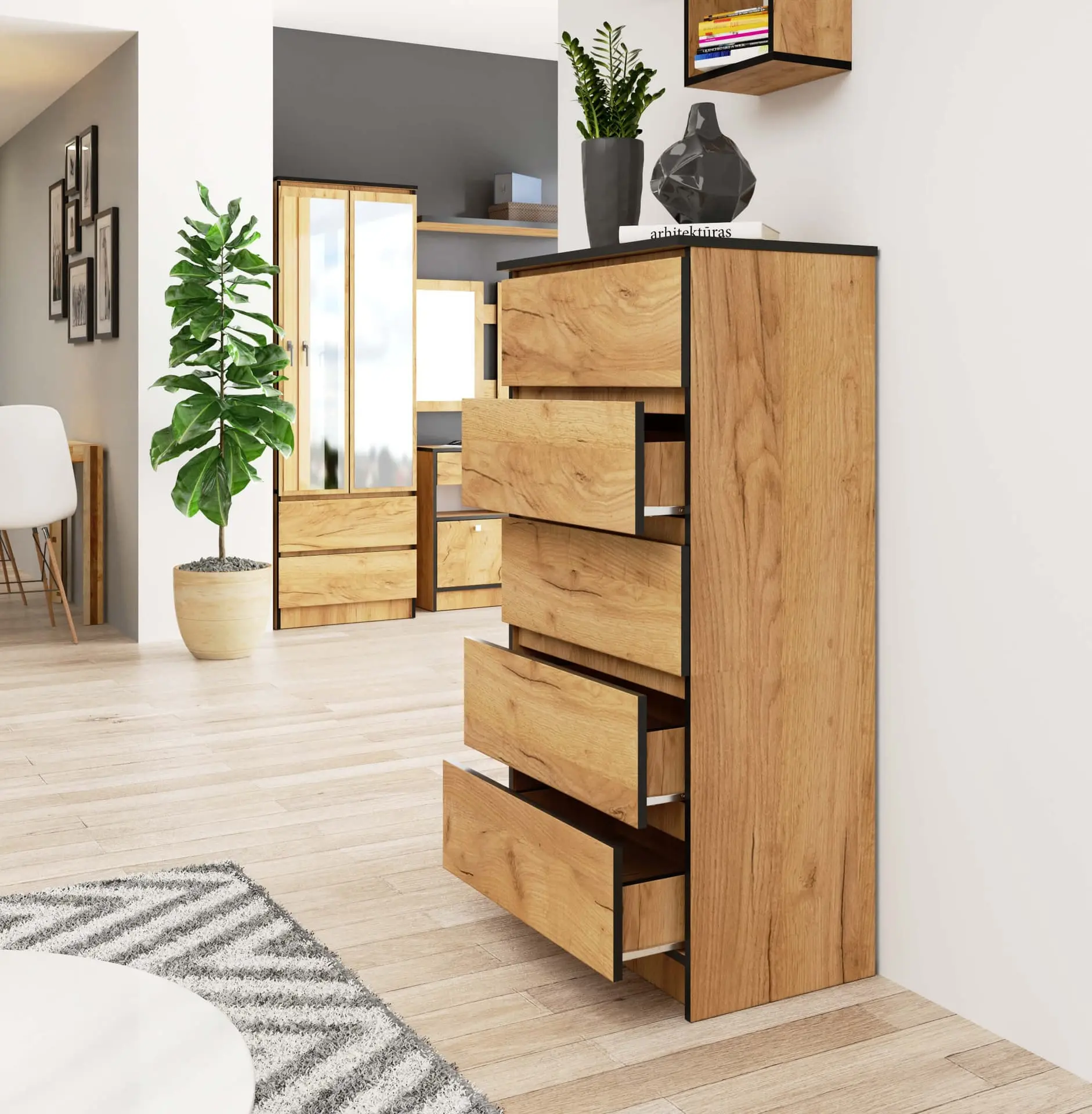 Comoda Akord K60 5SZ (Craft Oak) - 2
