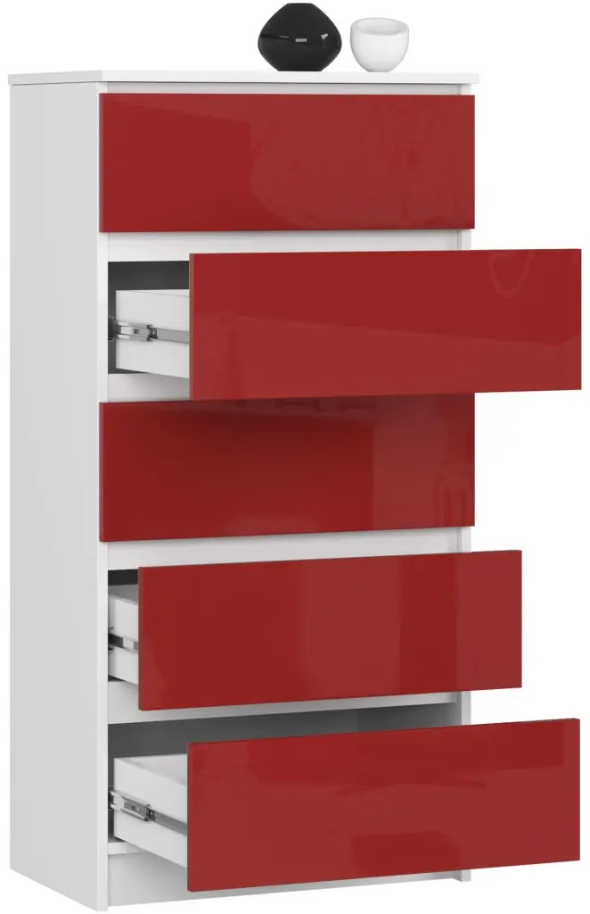 Комод Akord K60 5SZ (Red Glossy/White)