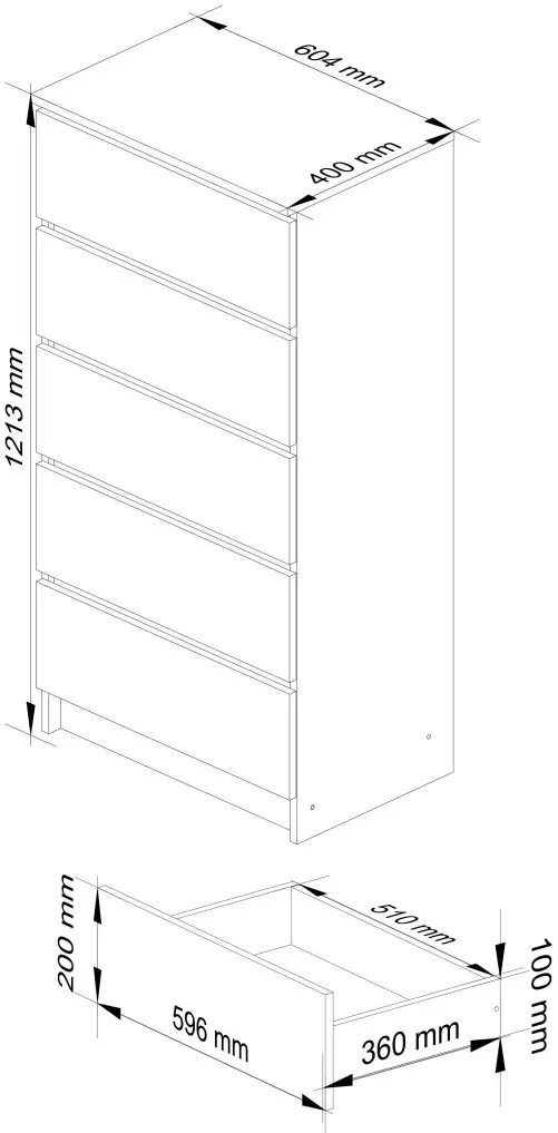 Comoda Akord K60 5SZ (Sonoma Oak)