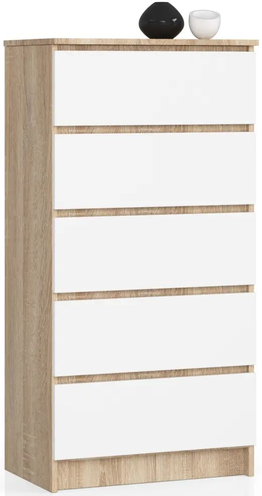 Comoda Akord K60 5SZ (Sonoma Oak/White)