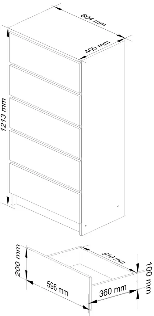Comoda Akord K60 5SZ (Sonoma Oak/White)