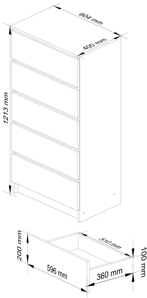 Комод Akord K60 5SZ (Wenge/Sonoma)