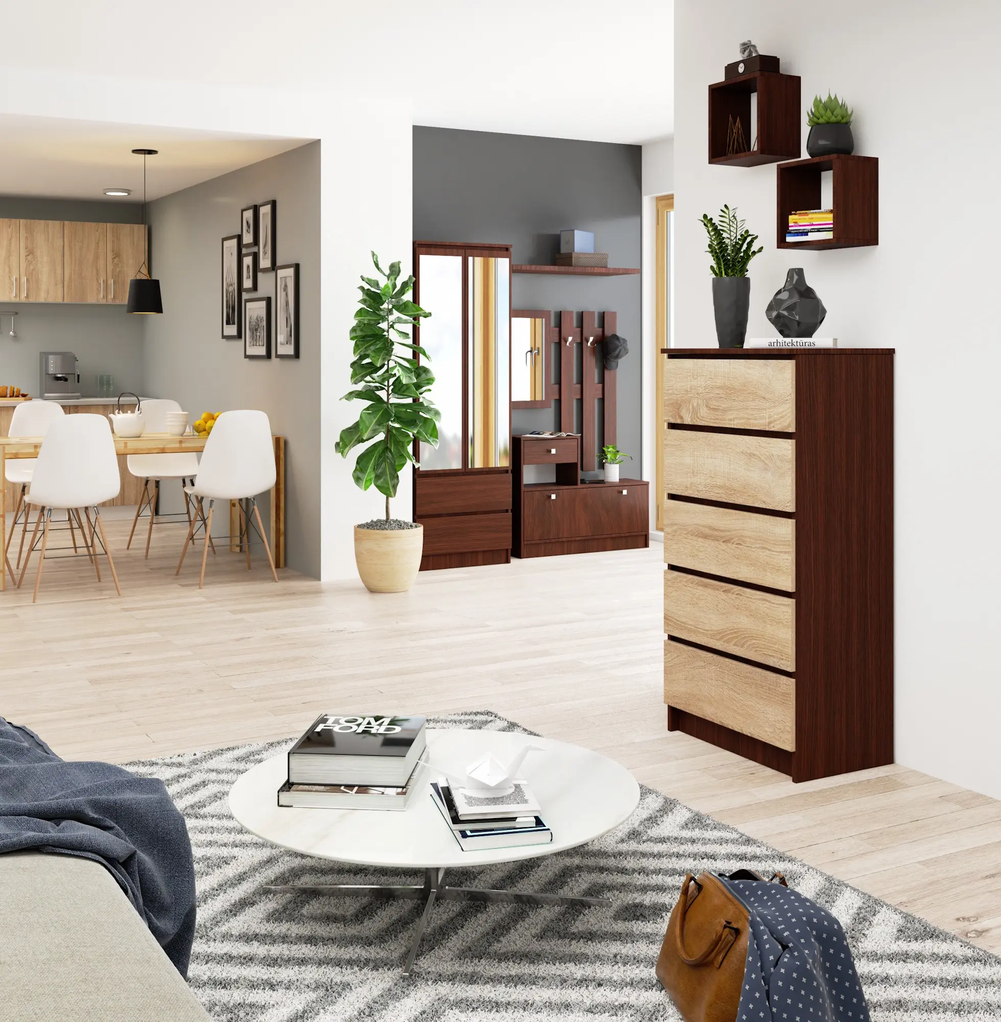 Comoda Akord K60 5SZ (Wenge/Sonoma Oak)