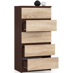 Comoda Akord K60 5SZ (Wenge/Sonoma Oak) Thumb