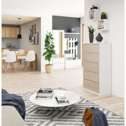 Comoda Akord K60 5SZ (White/Cappuccino Gloss) Thumb