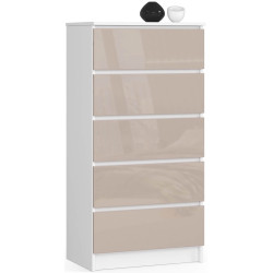 Comoda Akord K60 5SZ (White/Cappuccino Gloss) Thumb