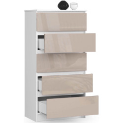 Comoda Akord K60 5SZ (White/Cappuccino Gloss) Thumb