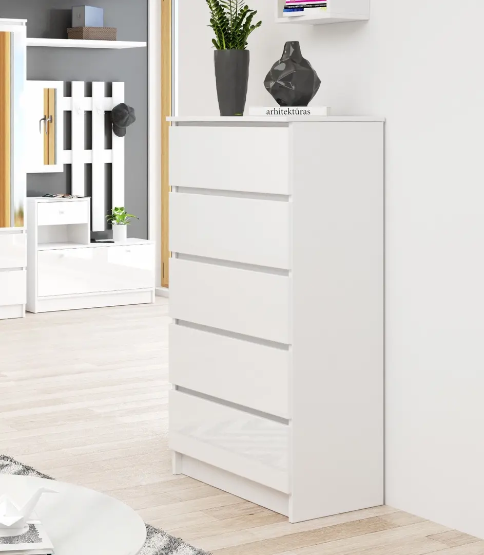 Комод Akord K60 5SZ (White/Glossy White)