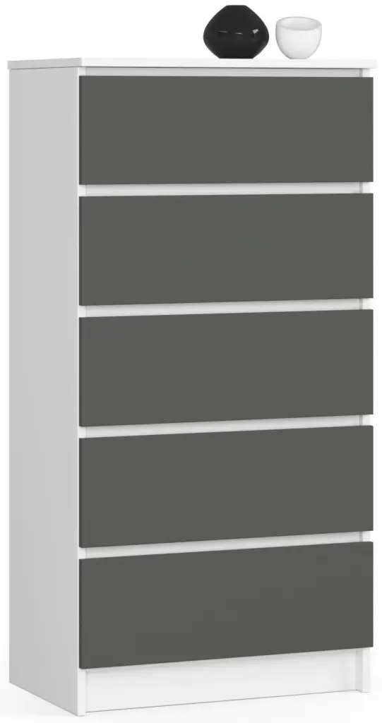 Comoda Akord K60 5SZ (White/Graphite Grey)