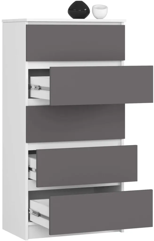 Comoda Akord K60 5SZ (White/Graphite Grey)