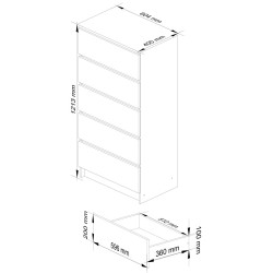 Comoda Akord K60 5SZ (White/Graphite Grey) Thumb