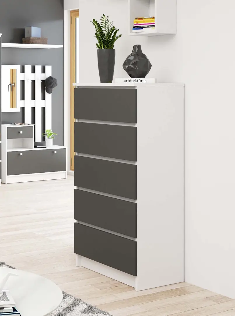 Comoda Akord K60 5SZ (White/Graphite Grey)