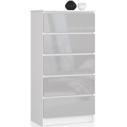 Комод Akord K60 5SZ (White/Metallic Gloss) Thumb