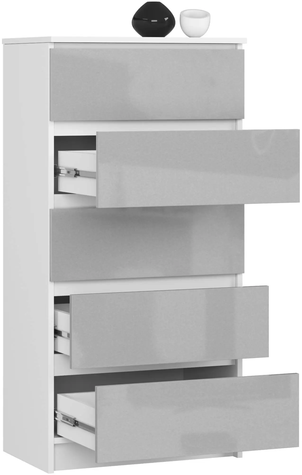 Комод Akord K60 5SZ (White/Metallic Gloss)