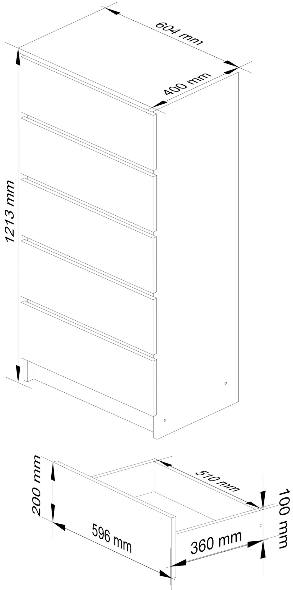 Комод Akord K60 5SZ (White/Metallic Gloss)
