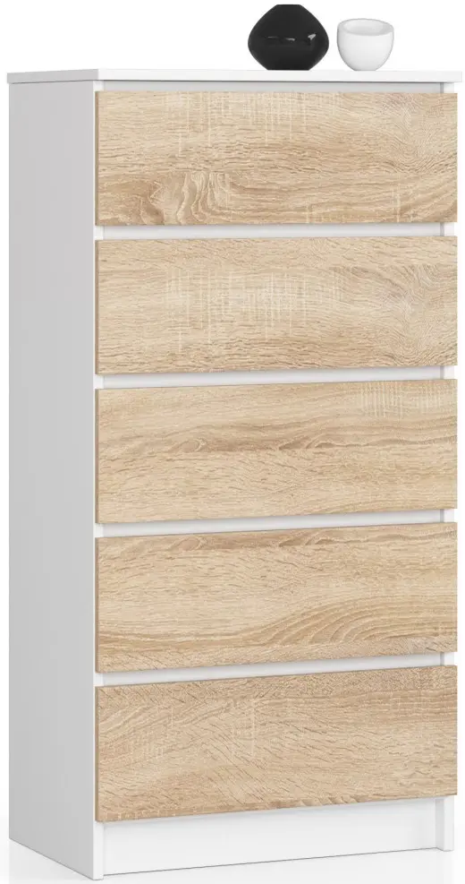 Комод Akord K60 5SZ (White/Sonoma Oak)