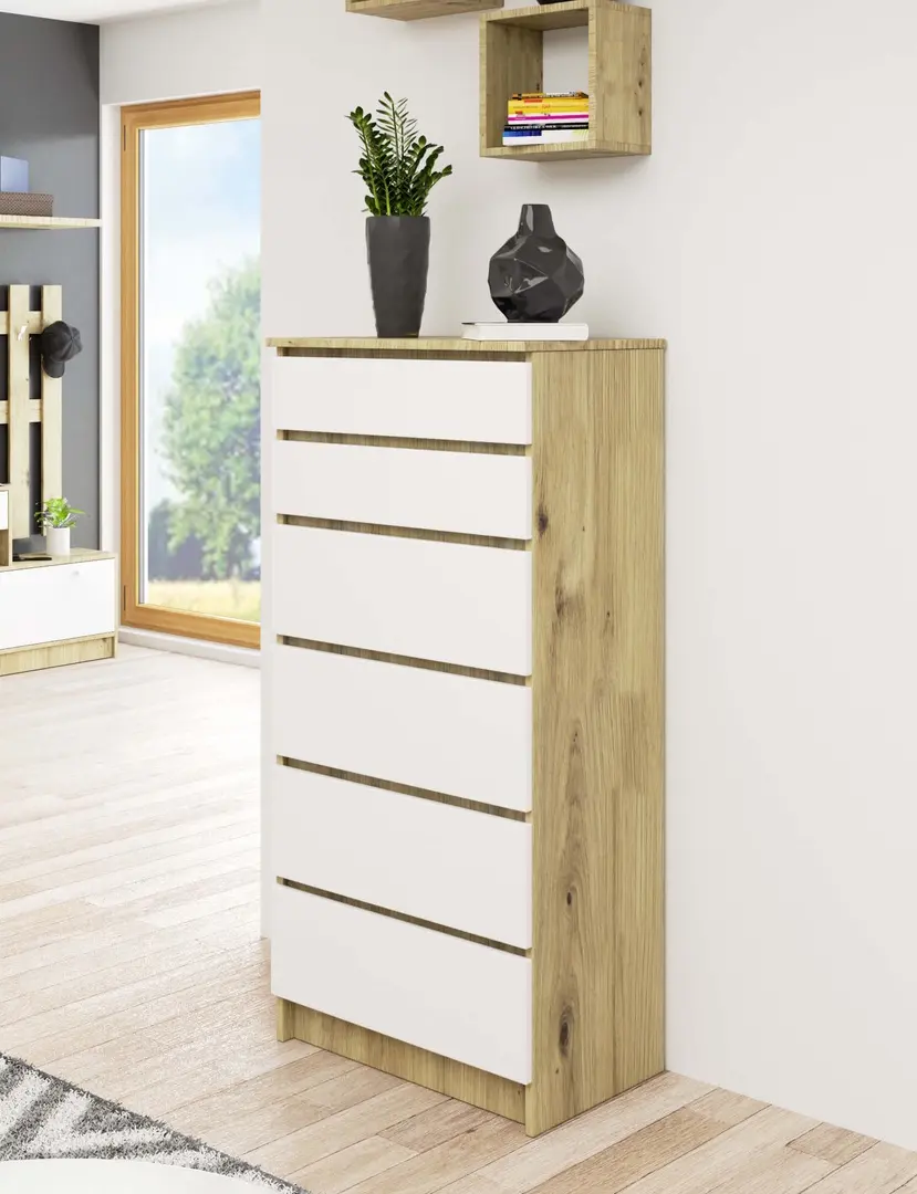Comoda Akord K60 6SZ (Artisan Oak/White)