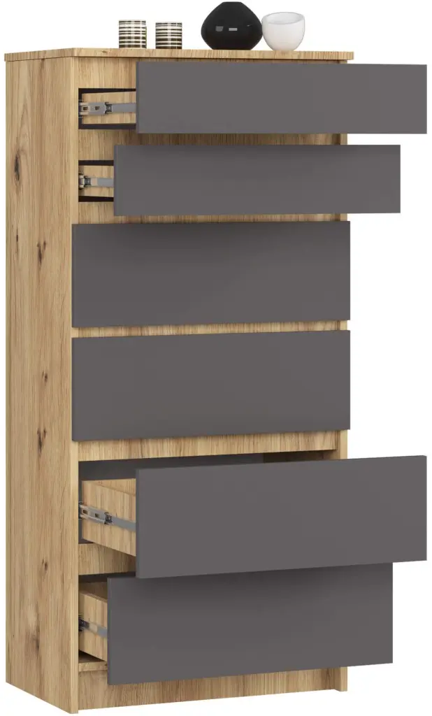 Комод Akord K60 6SZ (Graphite Grey/Artisan Oak)