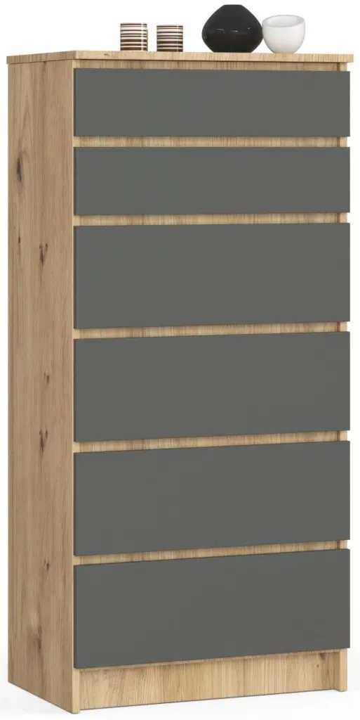 Комод Akord K60 6SZ (Graphite Grey/Artisan Oak)