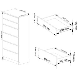 Комод Akord K60 6SZ (Graphite Grey/Artisan Oak) Thumb